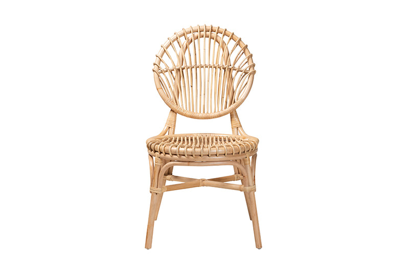 Alinia Modern Bohemian Natural Brown Rattan Dining Chair