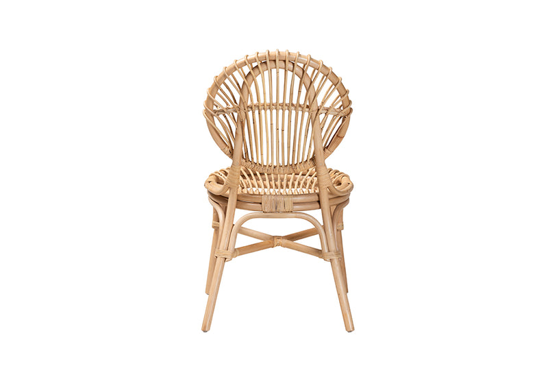 Alinia Modern Bohemian Natural Brown Rattan Dining Chair