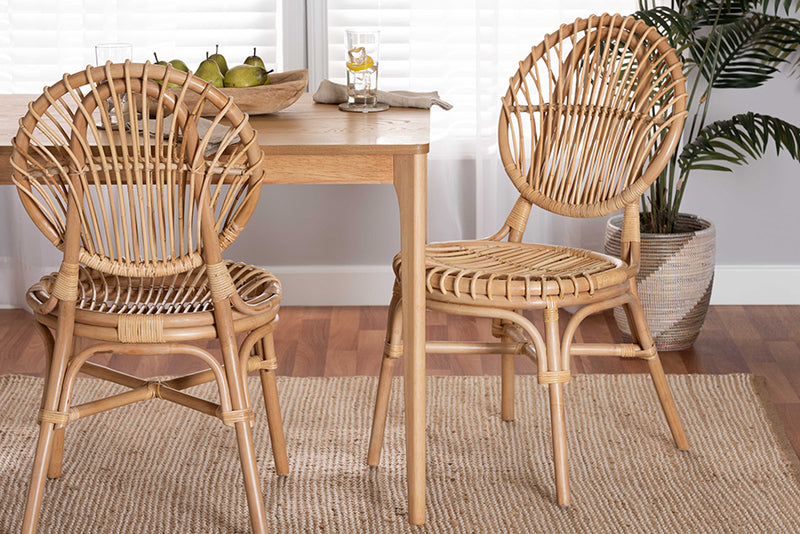 Alinia Modern Bohemian Natural Brown Rattan Dining Chair