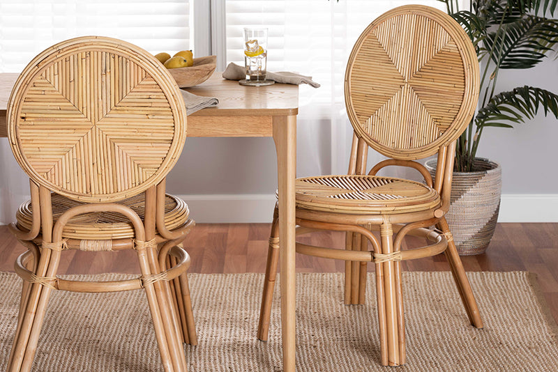 Montclare Modern Bohemian Natural Brown Rattan Dining Chair