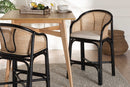 Fariat Two-Tone Black and Natural Brown Rattan Counter Stool Baxton