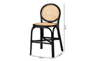 Denver Two-Tone Black and Natural Brown Rattan Counter Stool Baxton