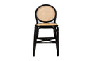 Denver Two-Tone Black and Natural Brown Rattan Counter Stool Baxton
