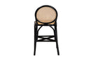 Denver Two-Tone Black and Natural Brown Rattan Counter Stool Baxton