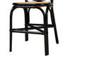Denver Two-Tone Black and Natural Brown Rattan Counter Stool Baxton