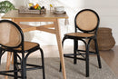 Denver Two-Tone Black and Natural Brown Rattan Counter Stool Baxton