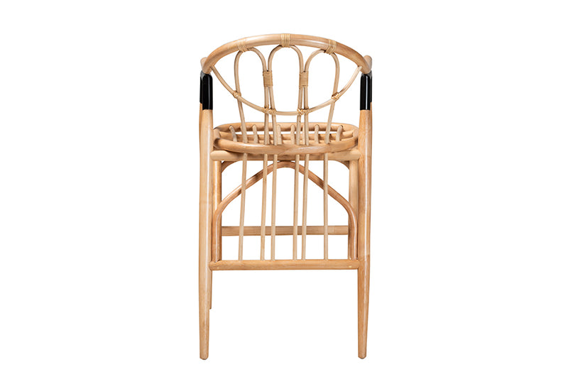 Leland Modern Bohemian Natural Brown Rattan Counter Stool