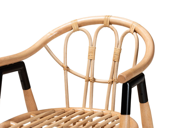 Leland Natural Brown Rattan Counter Stool Baxton