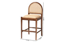 Newman Natural Rattan and Acacia Wood Counter Stool Baxton