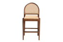Newman Natural Rattan and Acacia Wood Counter Stool Baxton