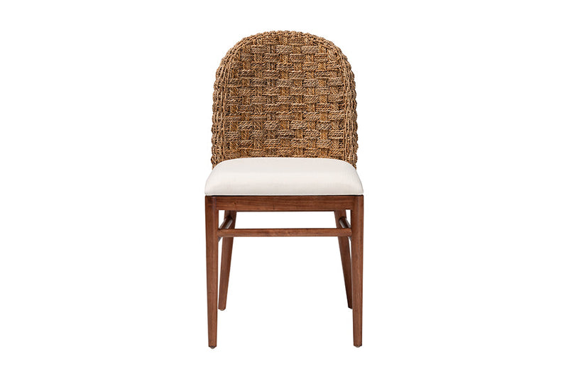 Euclid Walnut Brown Finished Acacia Wood and Seagrass Dining Chair Baxton