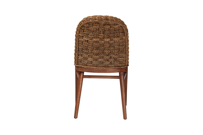 Euclid Walnut Brown Finished Acacia Wood and Seagrass Dining Chair Baxton