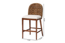 Euclid Walnut Brown Finished Acacia Wood and Seagrass Counter Stool Baxton