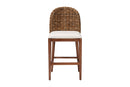 Euclid Walnut Brown Finished Acacia Wood and Seagrass Counter Stool Baxton