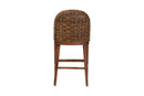 Euclid Walnut Brown Finished Acacia Wood and Seagrass Counter Stool Baxton