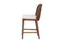 Euclid Walnut Brown Finished Acacia Wood and Seagrass Counter Stool Baxton
