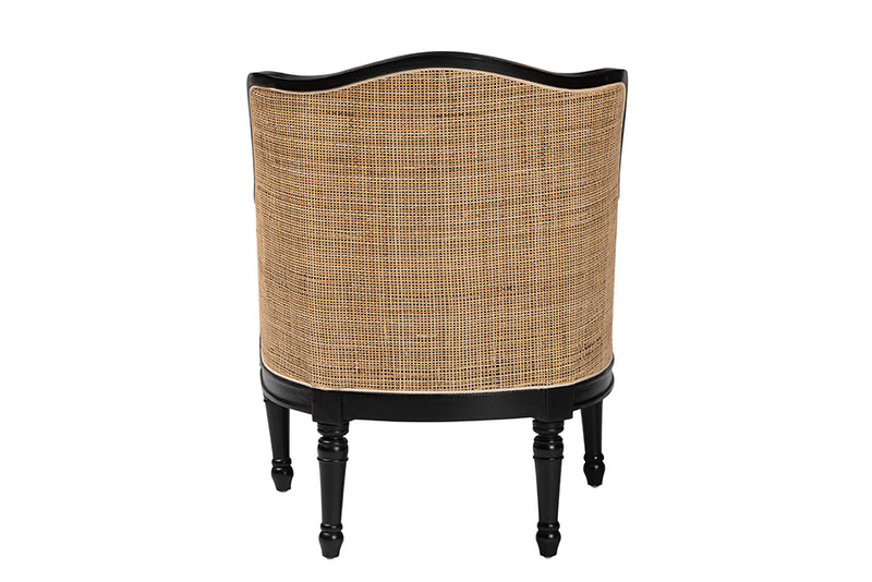 Lylah Traditional French Beige Fabric and Black Finished Wood Accent Chair