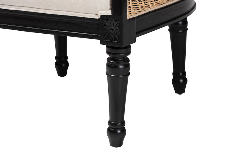 Lylah Traditional French Beige Fabric and Black Finished Wood Accent Chair