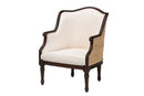 Deance Beige Fabric and Dark Brown Accent Chair Baxton