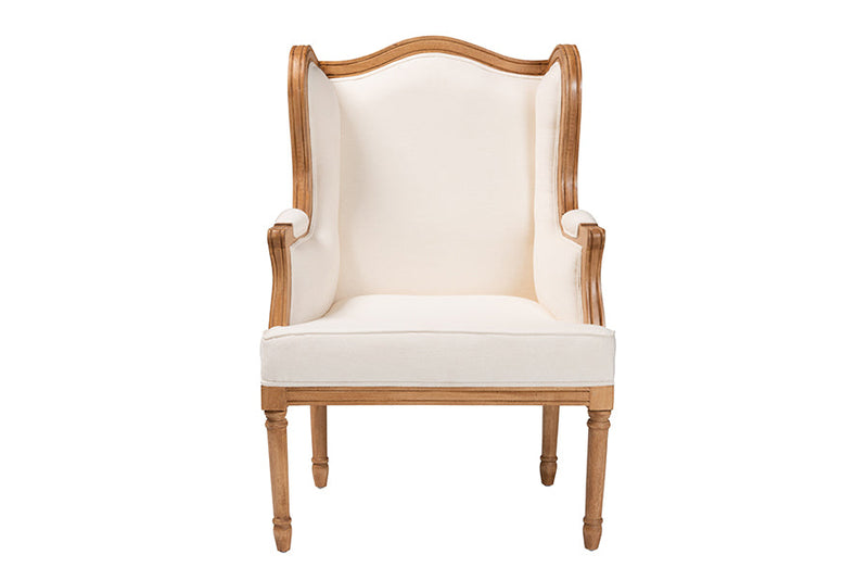 Kirchem Beige Fabric and Honey Oak Accent Chair Baxton