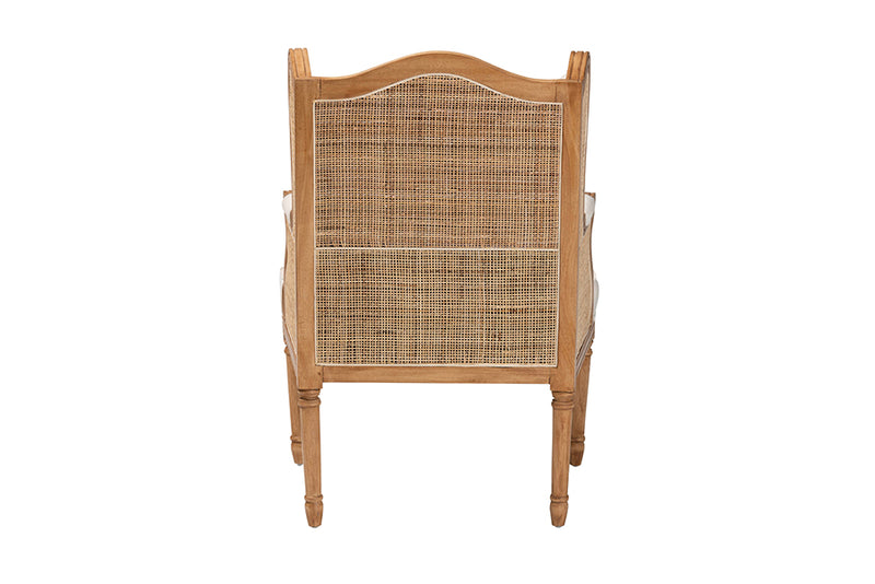 Kirchem Traditional French Beige Fabric and Honey Oak Finished Wood Accent Chair