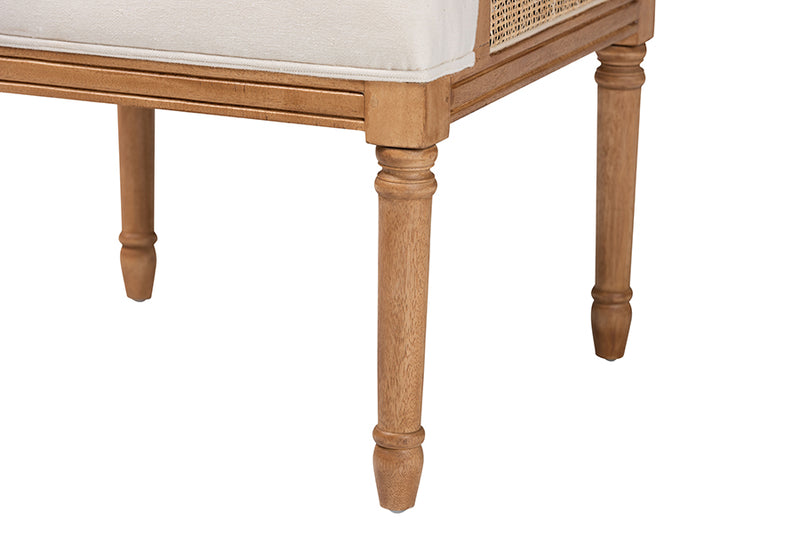 Kirchem Traditional French Beige Fabric and Honey Oak Finished Wood Accent Chair