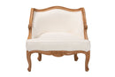 Diva Beige Fabric and Honey Oak Low Seat Accent Chair Baxton