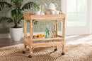 Devlin Natural Brown Rattan Wine Cart Baxton