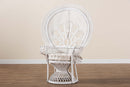 Erie White Natural Rattan Peacock Accent Chair Baxton