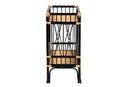 Ilene Two-Tone Black and Natural Brown Rattan 2-Tier Kitchen Cart Baxton