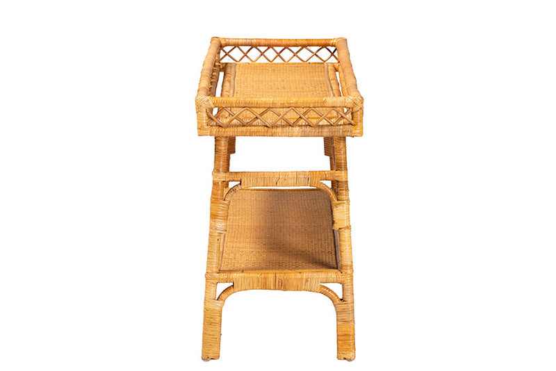 Carabella Natural Rattan 2-Tier Console Table Baxton
