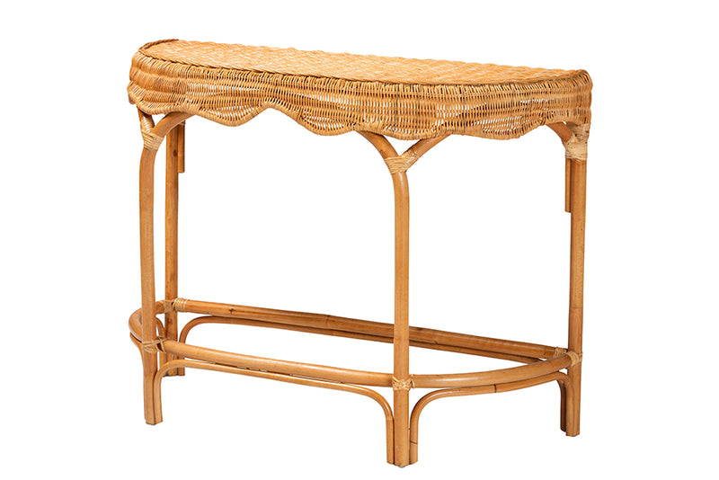 Bernardo Modern Bohemian Natural Brown Rattan Console Table