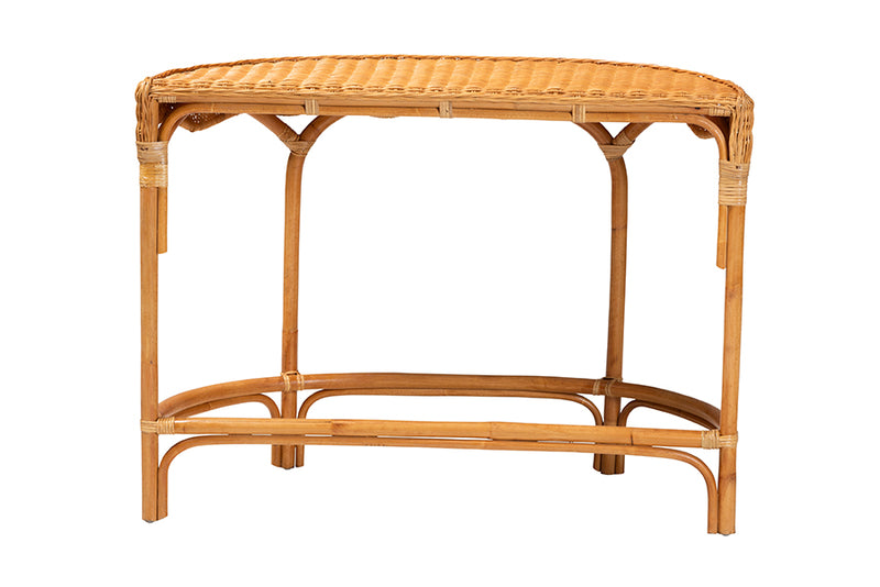 Bernardo Modern Bohemian Natural Brown Rattan Console Table