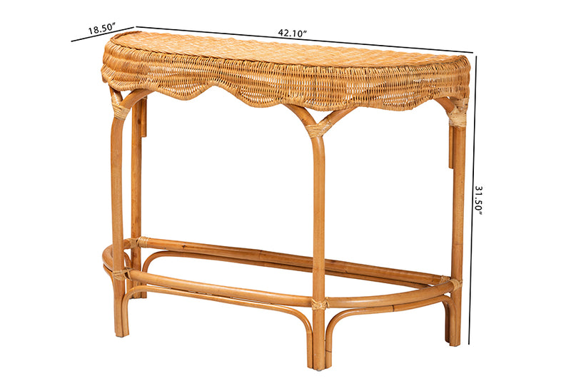 Bernardo Modern Bohemian Natural Brown Rattan Console Table