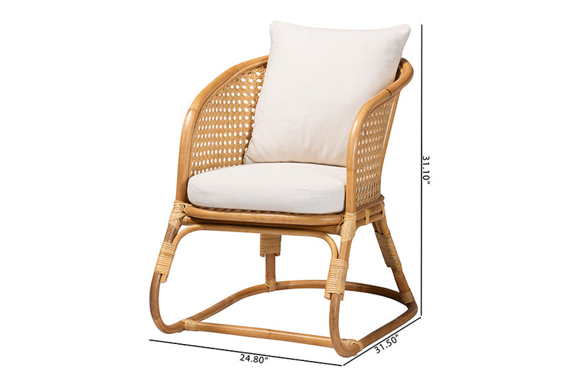 Harland Bohemian Light Honey Rattan Arm Chair Baxton