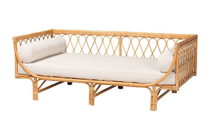 Kala Modern Bohemian Natural Brown Rattan Daybed