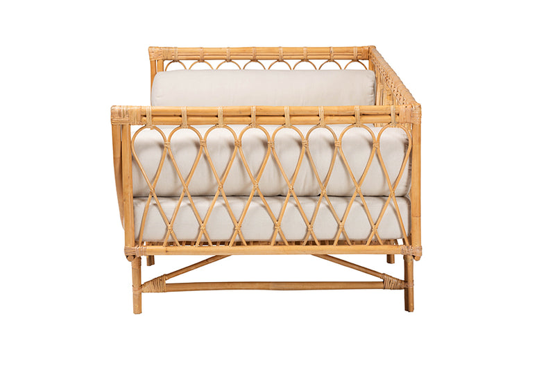 Kala Modern Bohemian Natural Brown Rattan Daybed