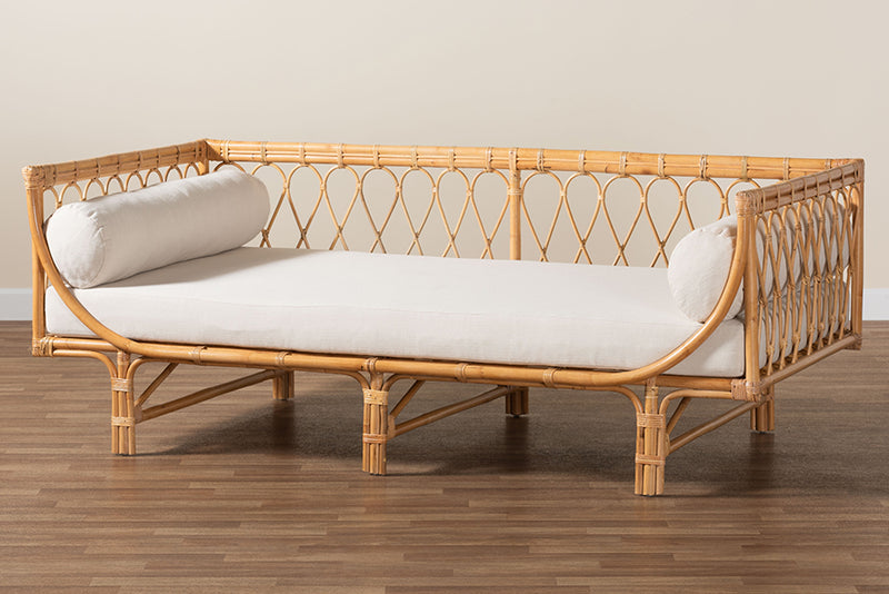 Kala Modern Bohemian Natural Brown Rattan Daybed