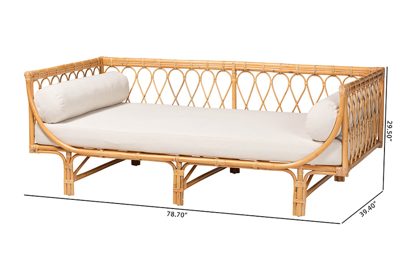 Kala Modern Bohemian Natural Brown Rattan Daybed