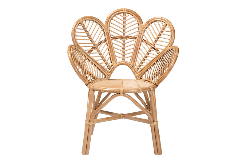 Hartman Modern Bohemian Natural Rattan Flower Accent Chair