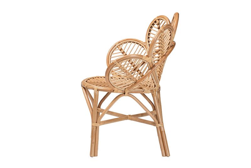 Hartman Modern Bohemian Natural Rattan Flower Accent Chair