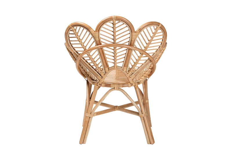 Hartman Modern Bohemian Natural Rattan Flower Accent Chair