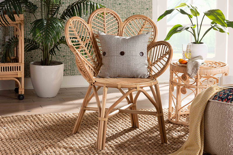 Hartman Modern Bohemian Natural Rattan Flower Accent Chair