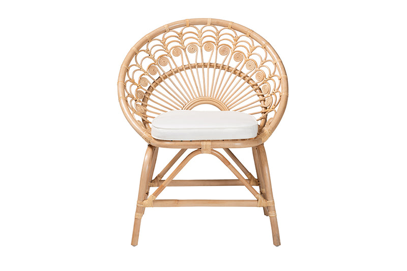 Nasim Modern Bohemian Natural Brown Rattan Peacock Accent Chair