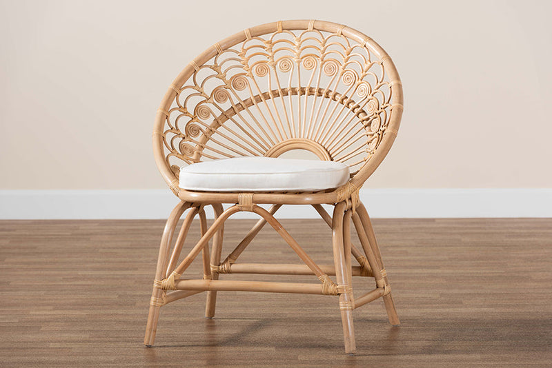 Nasim Natural Brown Rattan Peacock Accent Chair Baxton