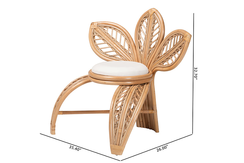 Abbie Modern Bohemian Natural Rattan Leaf Accent Chair