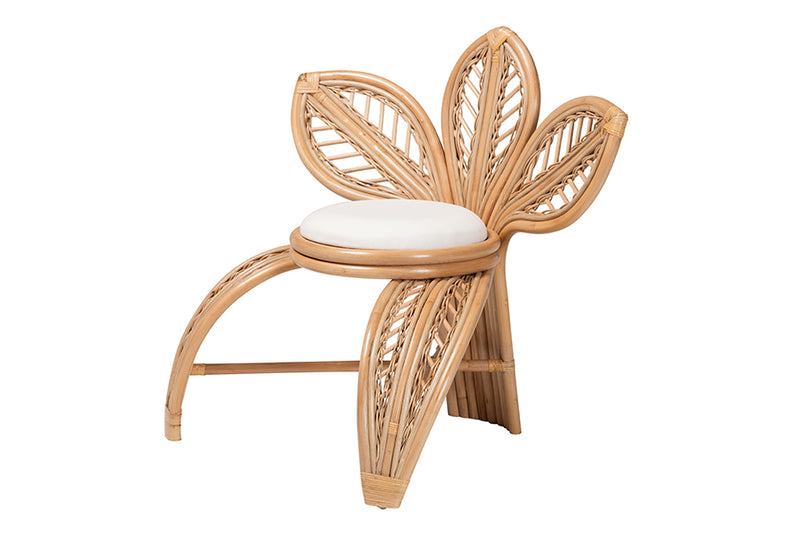 Abbie Modern Bohemian Natural Rattan Leaf Accent Chair