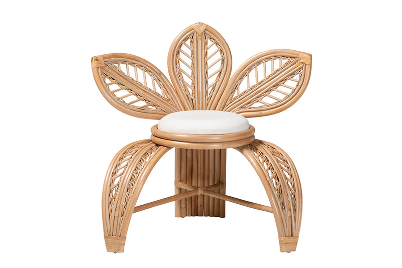 Abbie Modern Bohemian Natural Rattan Leaf Accent Chair