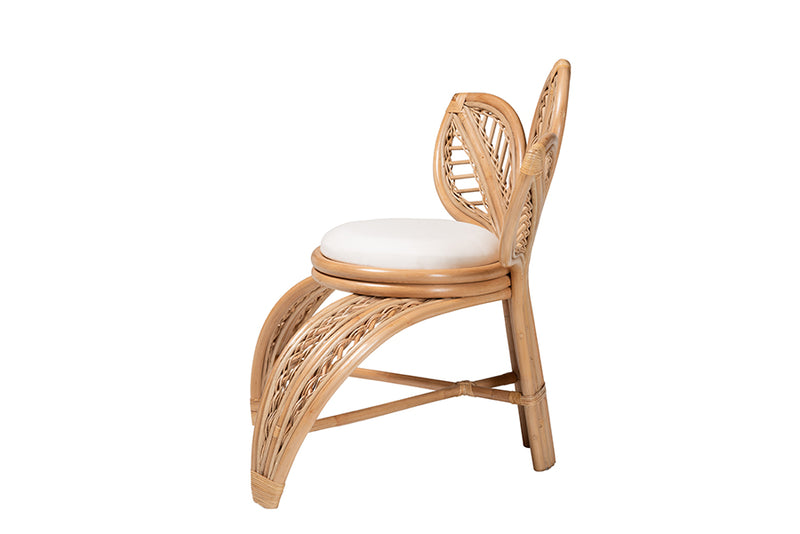 Abbie Modern Bohemian Natural Rattan Leaf Accent Chair