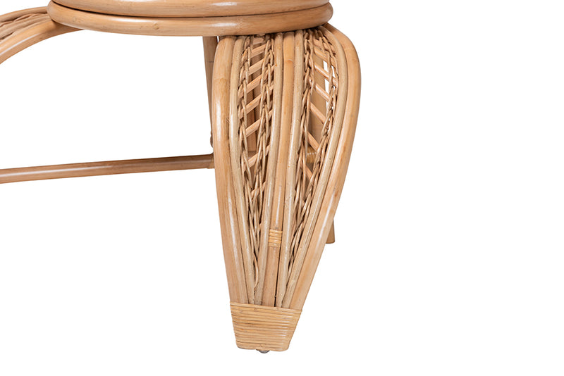 Abbie Modern Bohemian Natural Rattan Leaf Accent Chair